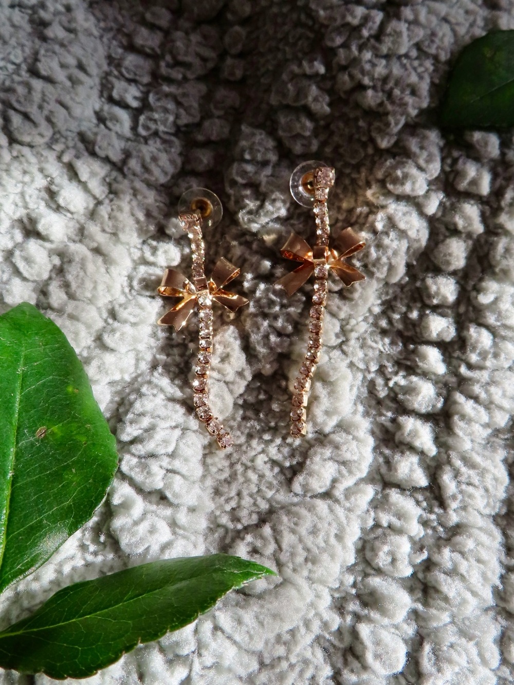 Rose Gold Ribbon Drop Earrings - Elegant Women Jewelry